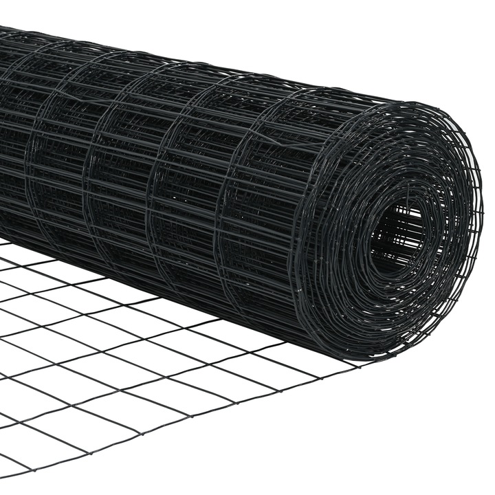 Gard Euro vidaXL, cu 7 Stalpi Flansati 1x10 m, Otel Galvanizat, 14.75 kg