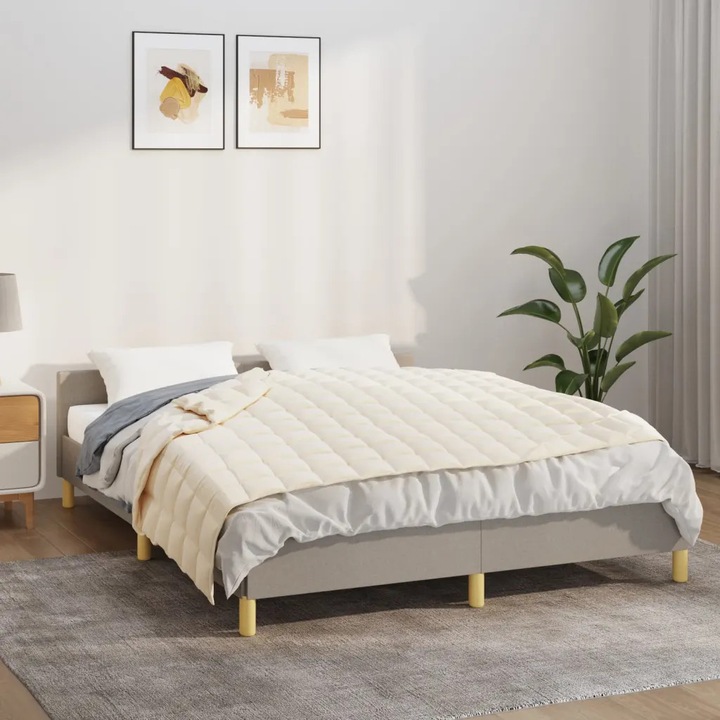Patura cu greutate VidaXL crem 140x200cm 6kg, material respirabil