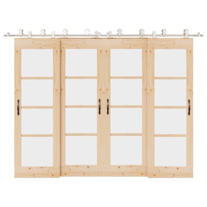 Sistem de montare pentru usi glisante, 366 cm, otel, argintiu