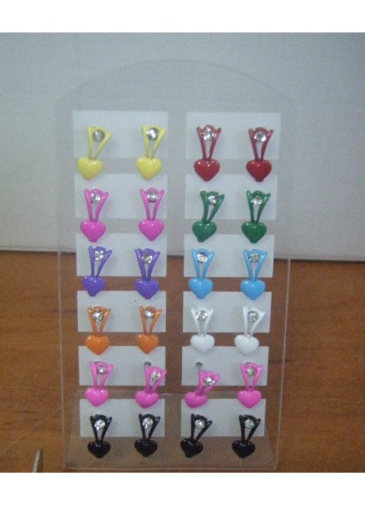 Cercei set 12 perechi, SANDEX, inima, multicolor