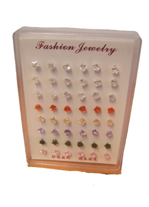 Set cercei SANDEX 24 perechi cu pietricele, multicolor