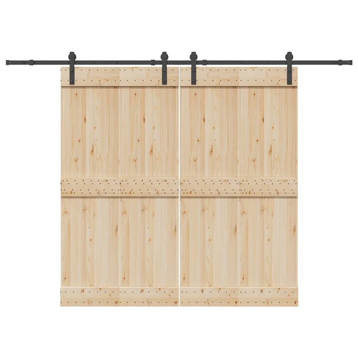 Set accesorii pentru usi glisante, vidaXL, 305cm, otel, negru