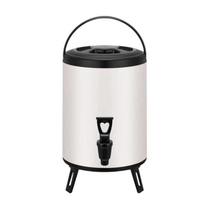 Диспенсър за топли и студени напитки, контейнер от неръждаема стомана, вместимост 6 л, със сгъваема стойка, изолиран, за чай и сокове