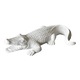 Figurina Crocodil Sculptura Aligator Ornament Decorativ pentru Birou, Statui de Gradina, 24x13x6cm, Alb