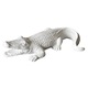 Figurina Crocodil Sculptura Aligator Ornament Decorativ pentru Birou, Statui de Gradina, 24x13x6cm, Alb