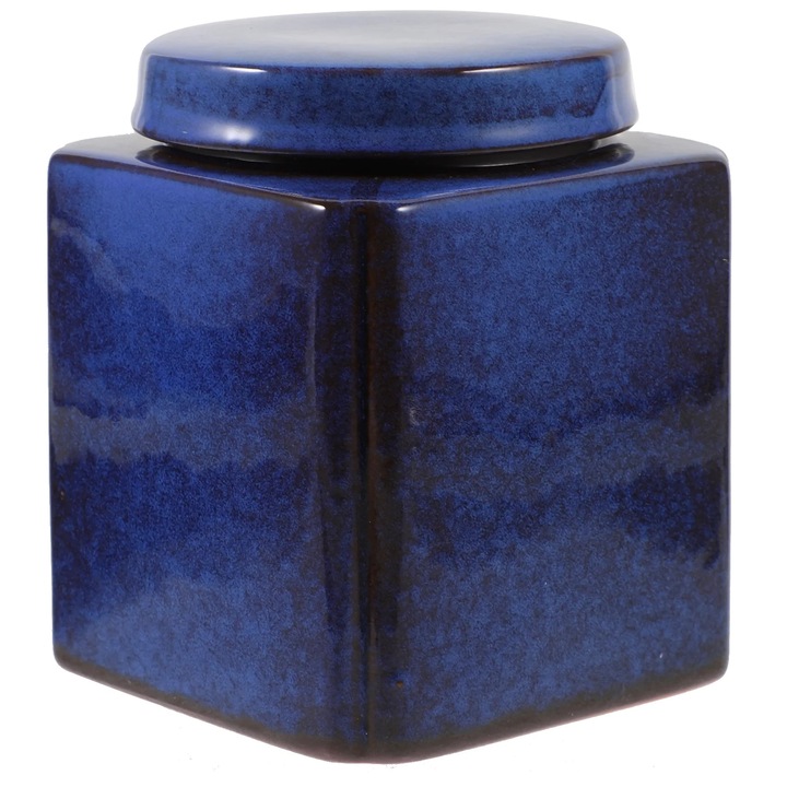 Recipient pentru ceai ZYBLSSBB LSM2xh1929-BCS0031542, ceramic etans cu capac de sigilare, albastru, 12.6 x 12 x 12 cm