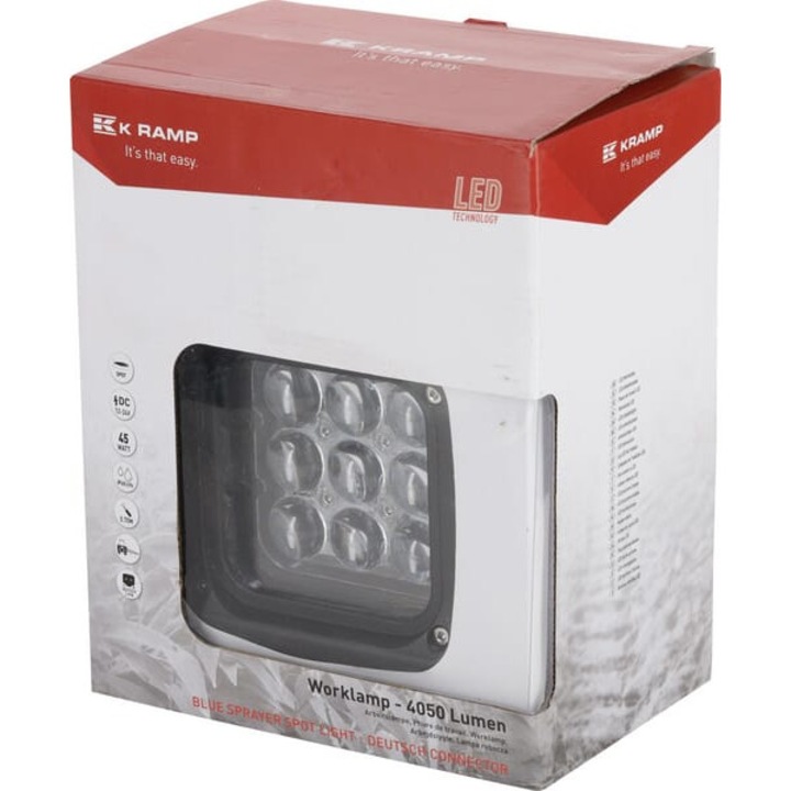 KRAMP LED munkalámpa, kwadradowa, 45W, 4050lm, kék, 126x151x95 mm, 9 LED