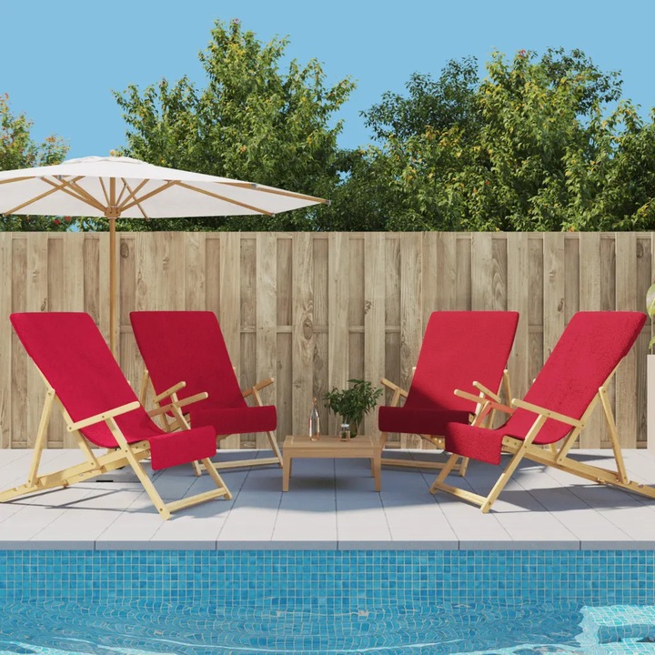 Комплект 4 плажни кърпи VidaXL бордо 60x135см 400гр/м2
