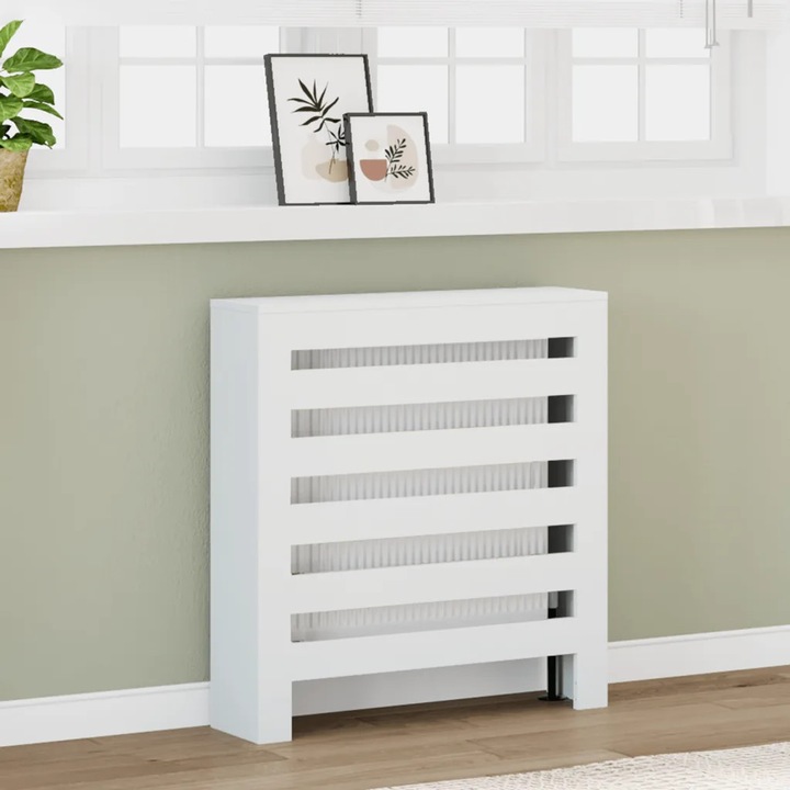 Capac pentru radiator, alb, 78x20x82 cm, material pe baza de lemn
