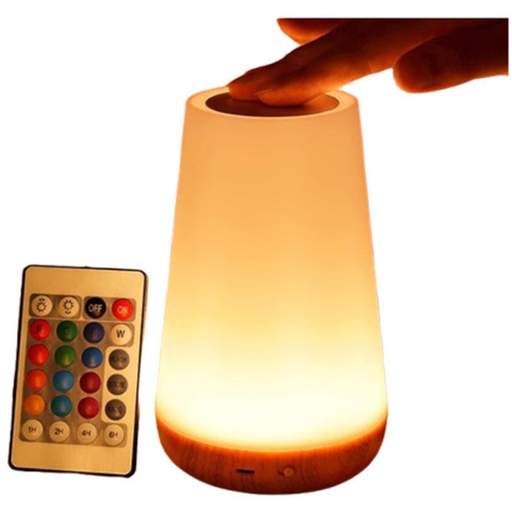 Veioza portabila cu senzor, lumina calda, 11x11x17cm, 5 niveluri de intensitate, set 1 bucata