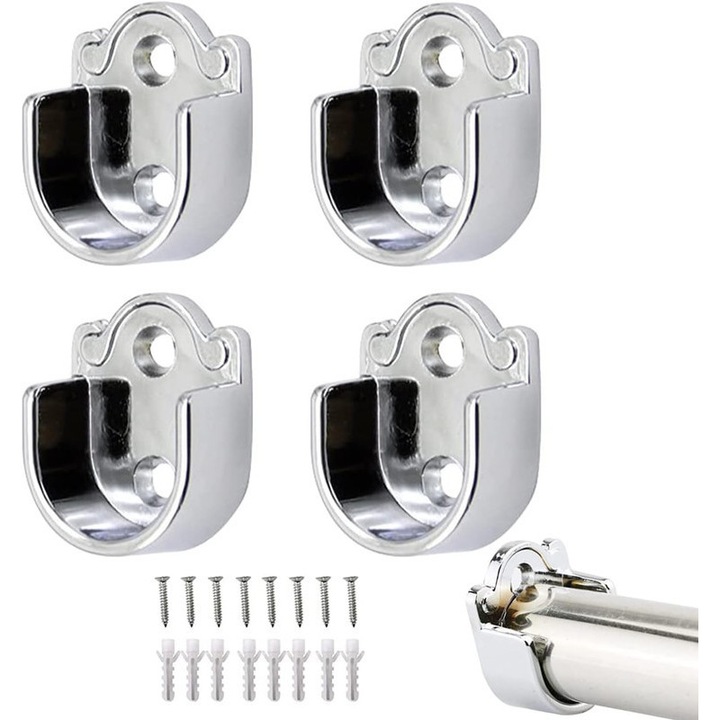 Suport capat bara dulap, 4 buc, inox, argintiu, 25mm