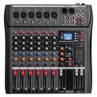 Mixer audio profesional 6 canale, OTTOOPPXIN®, Bluetooth, intrare U Disk, negru, 342x340x37mm