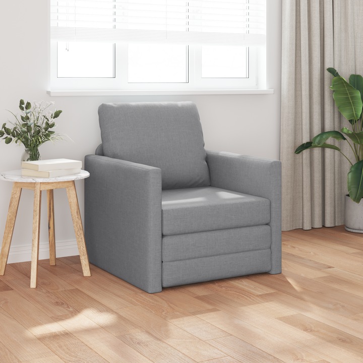 Fotoliu extensibil 2 in 1 gri deschis 74x77x81 cm Material textil