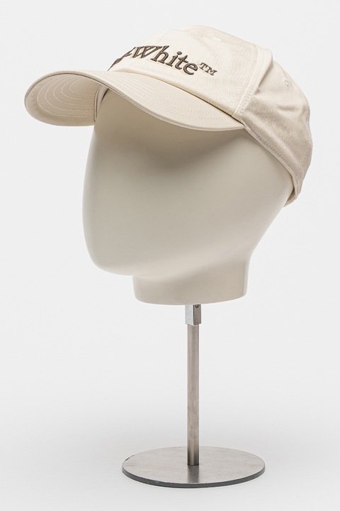 OFF-WHITE, Sapca de biumbac cu logo brodat, Bej