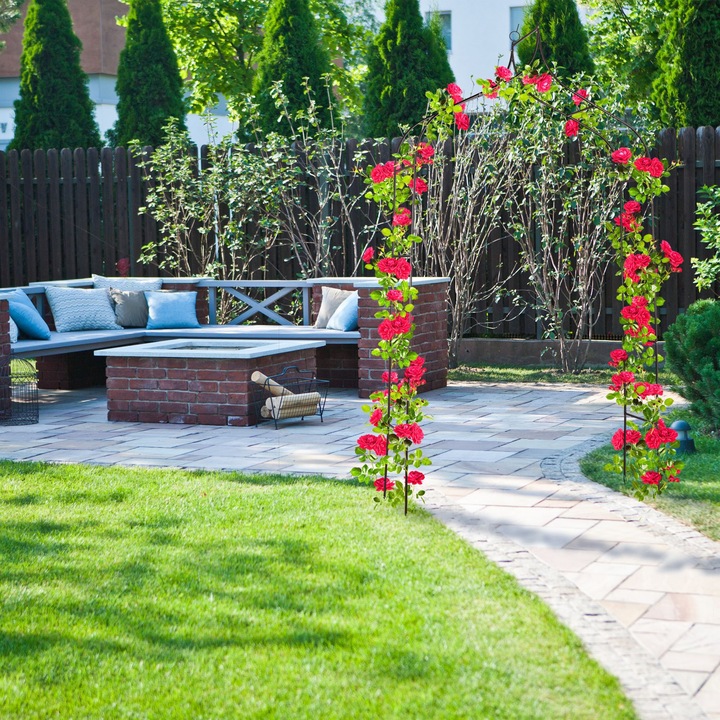Arcada pentru flori cataratoare si trandafiri, Relaxdays, 255 x 140 cm, negru