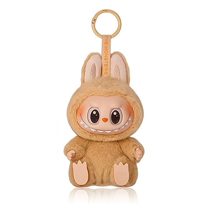 Фигурка, Лабубу, Плюшен материал, плюшена кукла талисман, ключодържател, 3 години+, Жълт