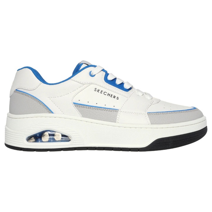 Pantofi sport, barbati, SKECHERS UNO COURT-LOW-POST 183140-WBL alb, piele naturala 40