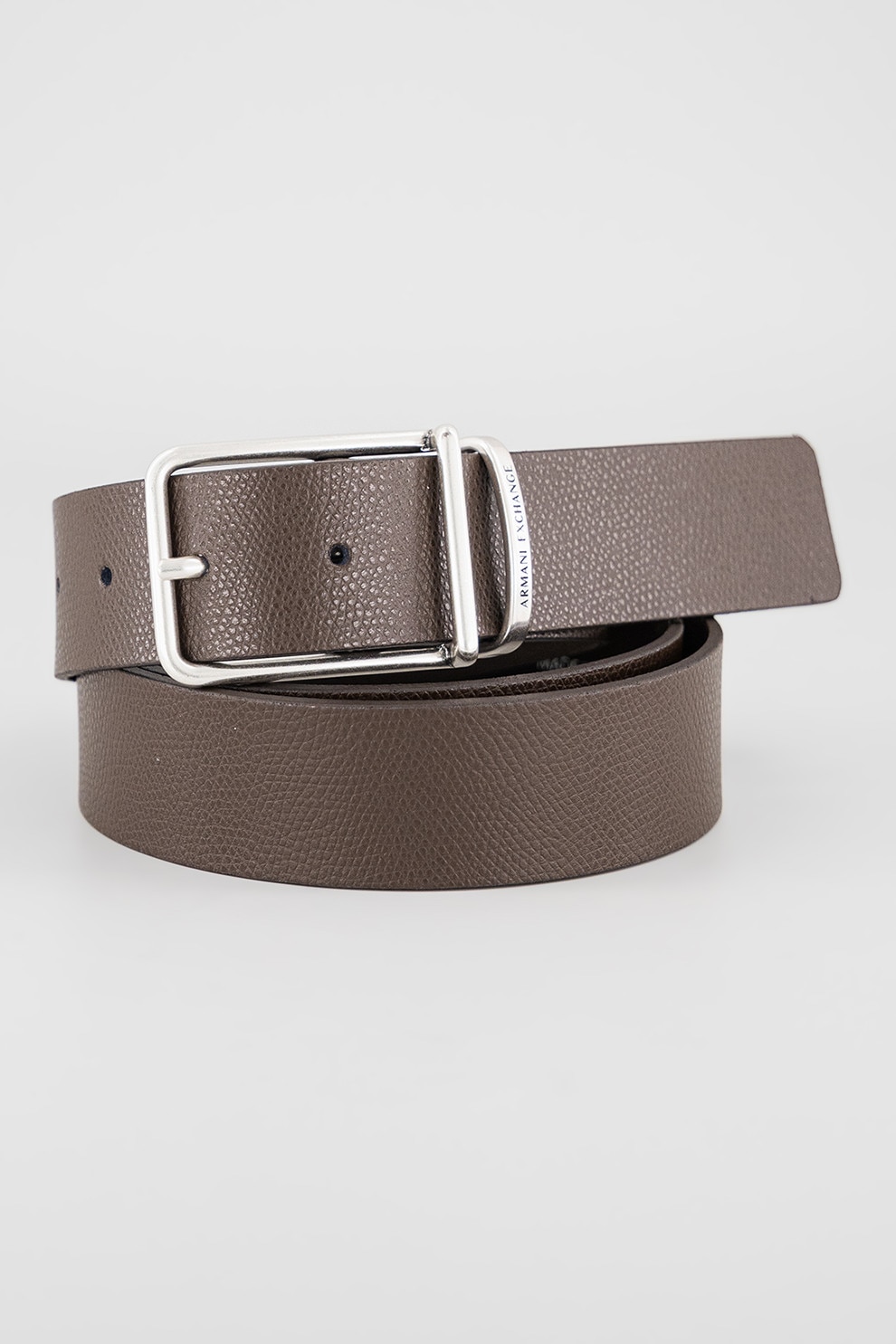 ARMANI EXCHANGE, Curea de piele cu logo, Maro inchis, 100