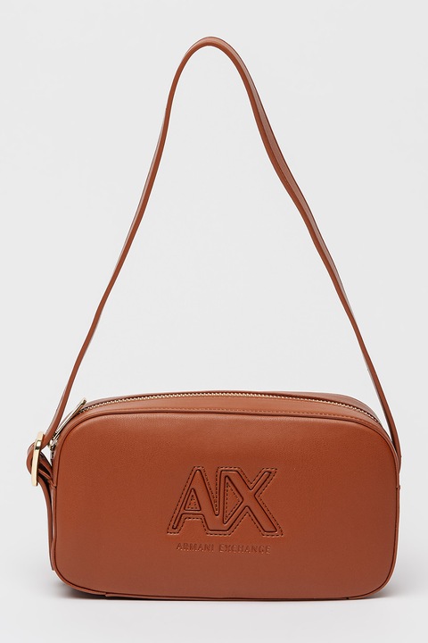 ARMANI EXCHANGE, Geanta crossbody cu imprimeu logo, Maro scortisoara