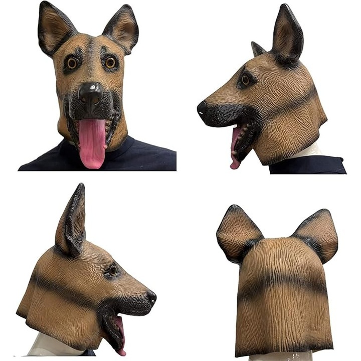 Masca de cap realista caine din latex, set cu masca de supererou, pentru Halloween, petreceri costume, multicolor