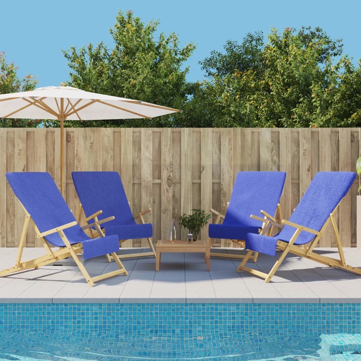 Комплект 4 плажни кърпи VidaXL сини 60x135см 400гр/м