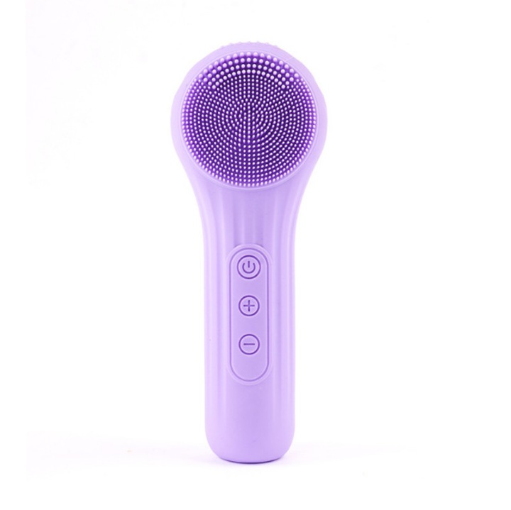 Dispozitiv de curatare faciala vertical, functie de incalzire, 5 niveluri de vibratie, impermeabil IPX7, violet