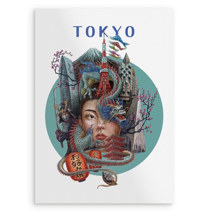 Plakat Tokyo, Wallfluent, decoratiune japoneza, 42x59, 4 cm, 010030020220000281378