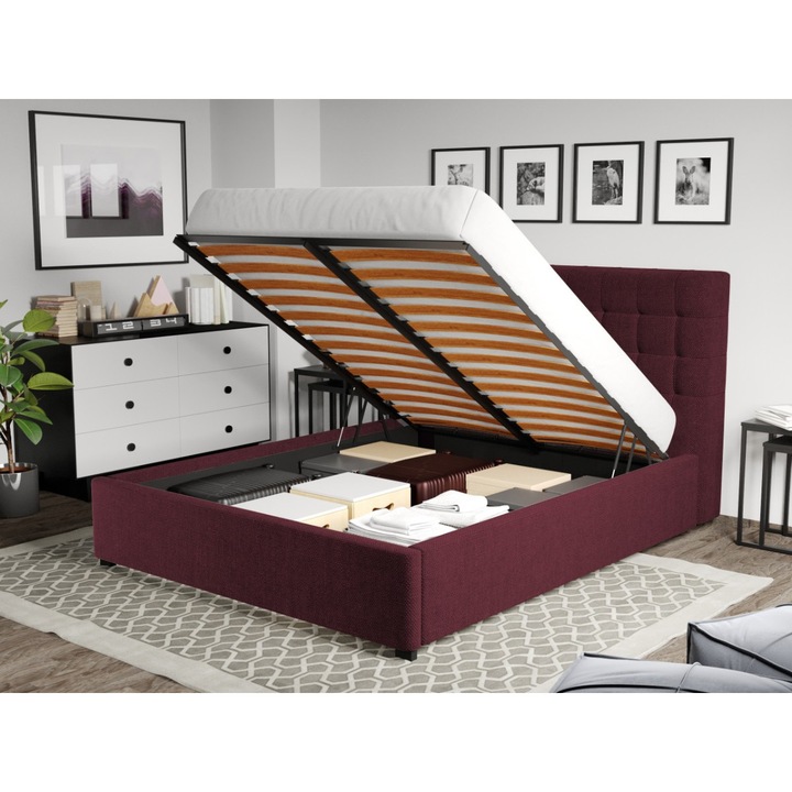 Pat Tapitat Rivo, Somiera Rabatabila si lada, 160x200, Grena/Eden 9