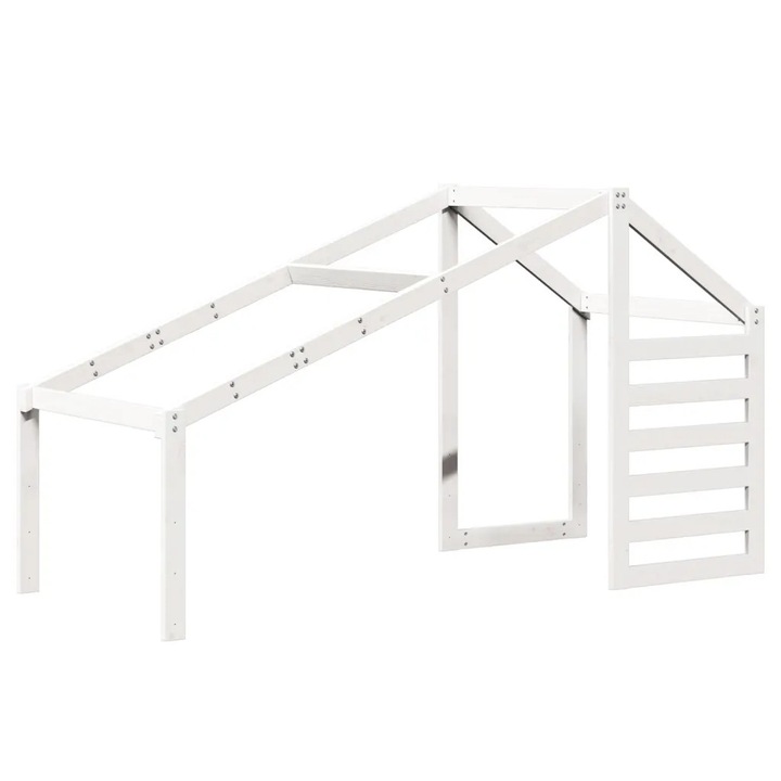 Baldachin pentru pat de copil, alb, 198x97x113 cm, pin