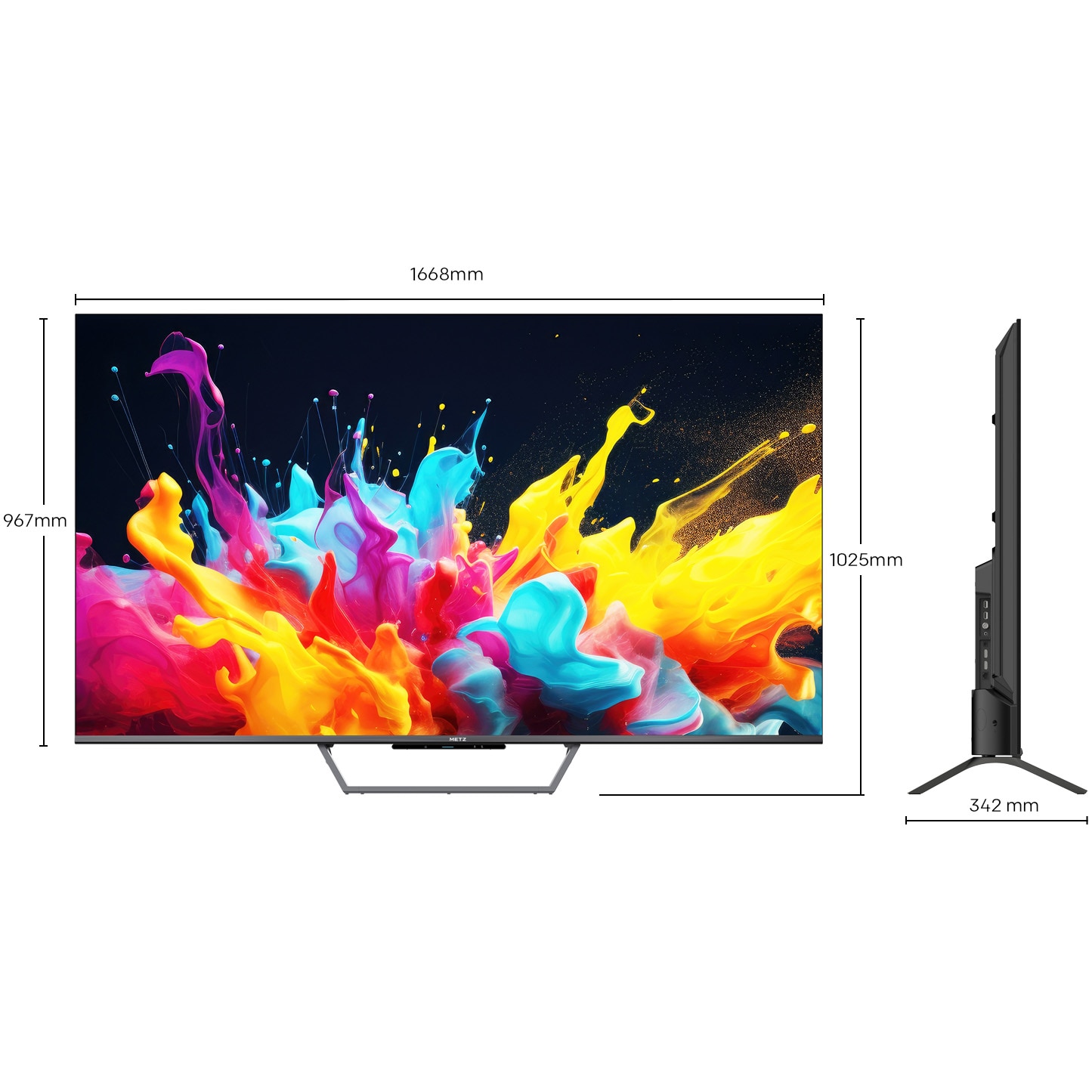 Televizor METZ QLED 75MQE7600Z, 189 cm, Smart Google TV, 4K Ultra HD, Clasa F (Model 2025)