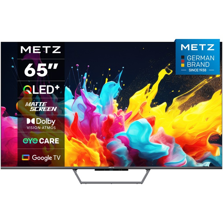 Телевизор METZ QLED 65MQE7600Z, 65" (164 см), Smart Google TV, 4K Ultra HD, Клас F (Модел 2025)