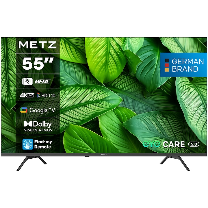 Телевизор METZ LED 55MUF7000Z, 55" (139 см), Smart Google TV, 4K Ultra HD, Клас F (Модел 2025)