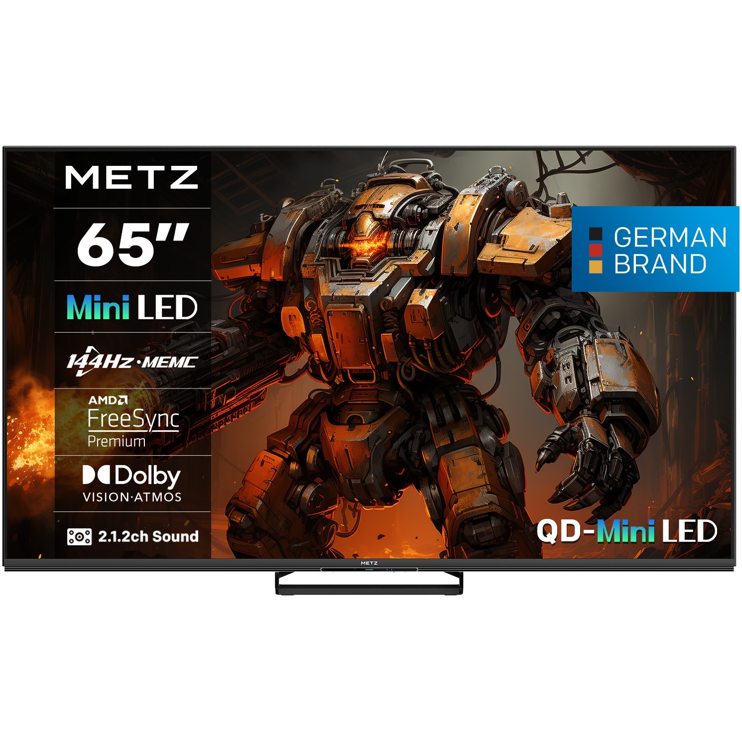 Televizor METZ Mini LED 65MNE8000Z, 164 cm, Smart Google TV, 4K Ultra HD, 100Hz, Clasa F (Model 2025)