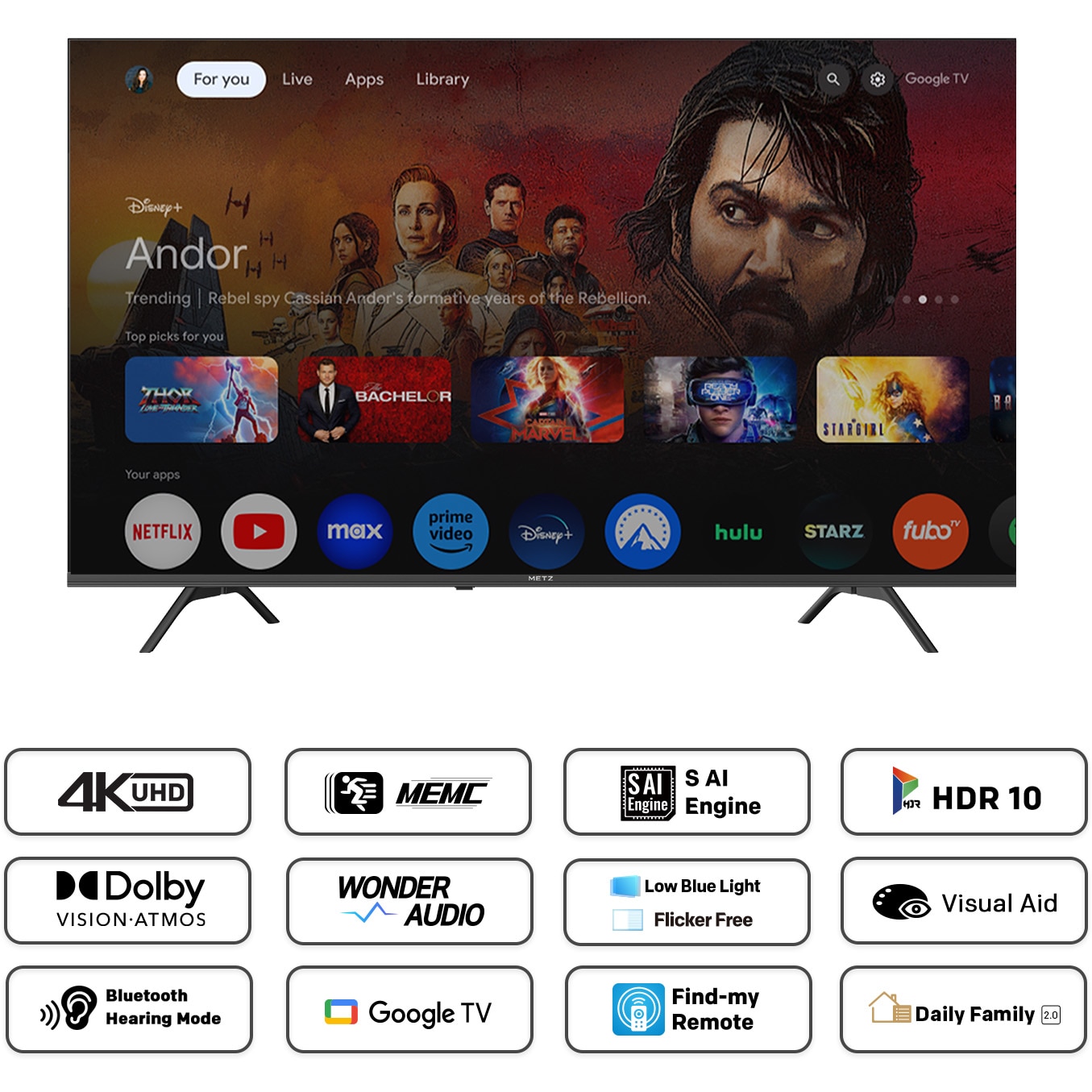 Televizor METZ LED 55MUF7000Z, 139 cm, Smart Google TV, 4K Ultra