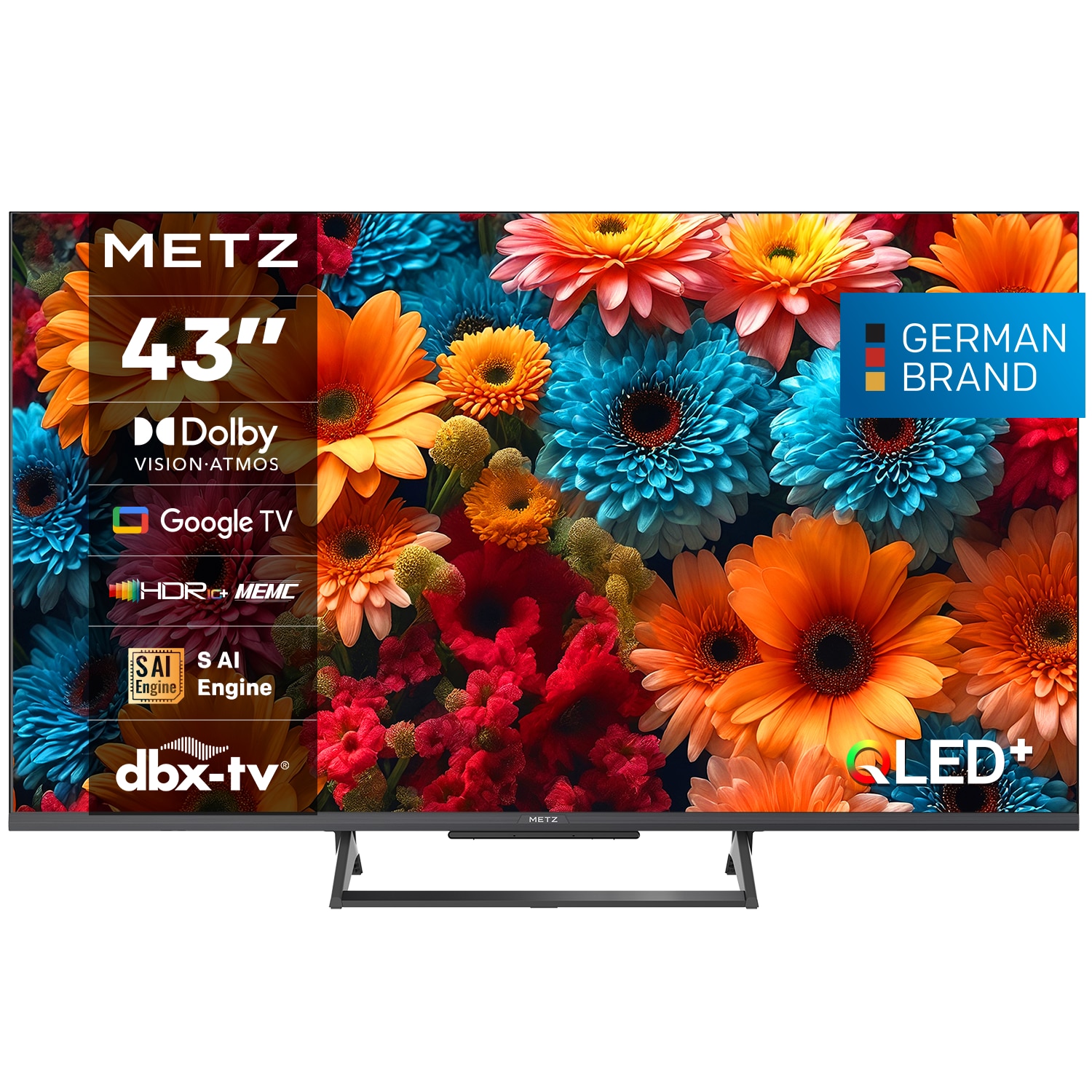 Televizor METZ QLED 43MQF7500Z, 109 cm, Smart Google TV, 4K Ultra HD, Clasa F (Model 2025)
