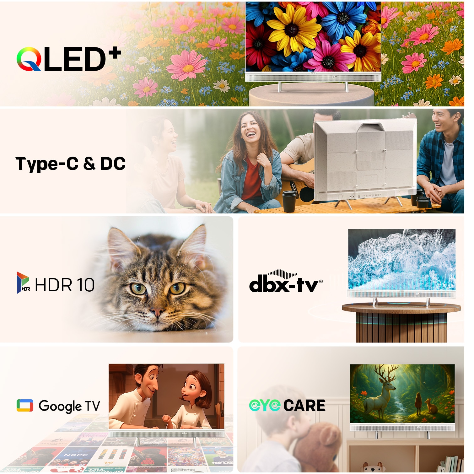 Televizor METZ QLED 32MQE7100Z, 80 cm, Smart Google TV, HD, Clasa E (Model 2025)