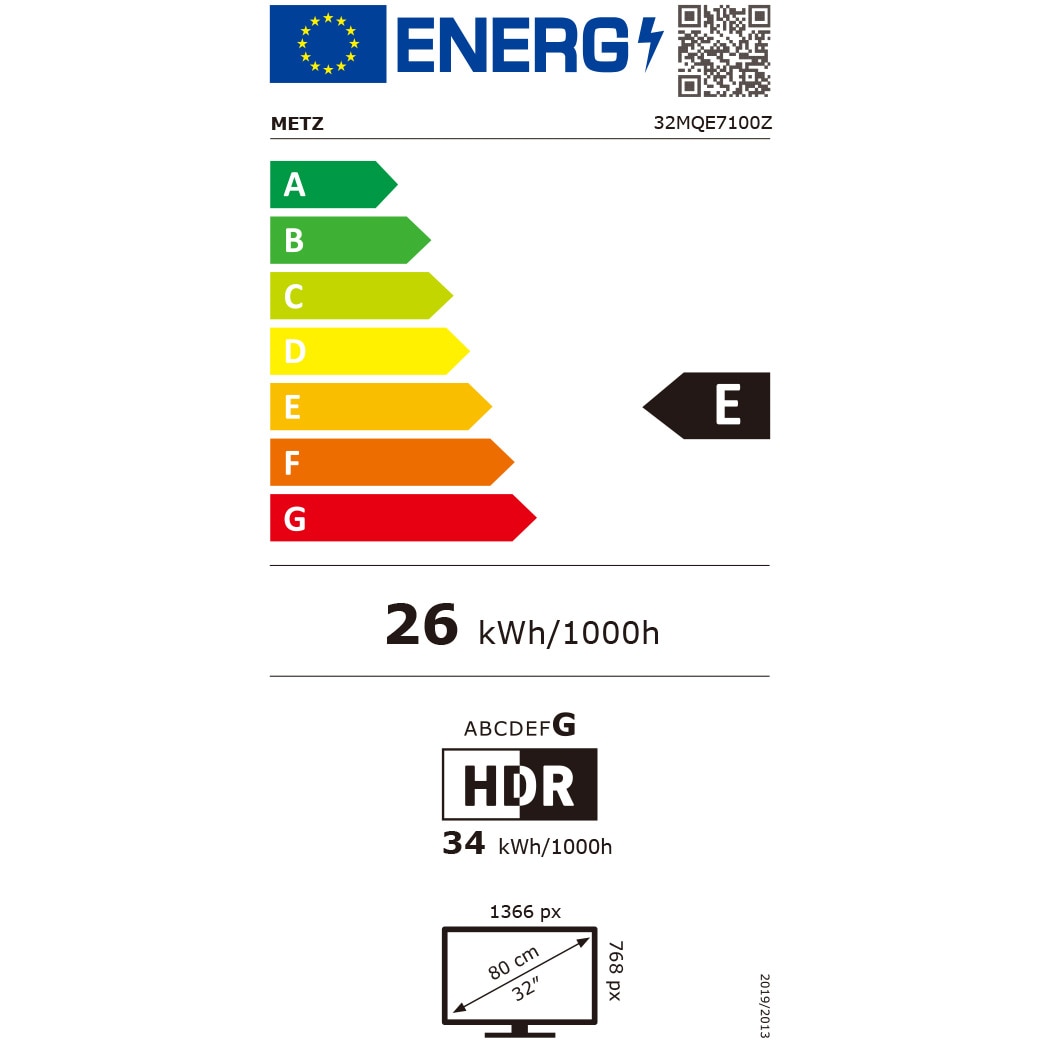Televizor METZ QLED 32MQE7100Z, 80 cm, Smart Google TV, HD, Clasa E (Model 2025)