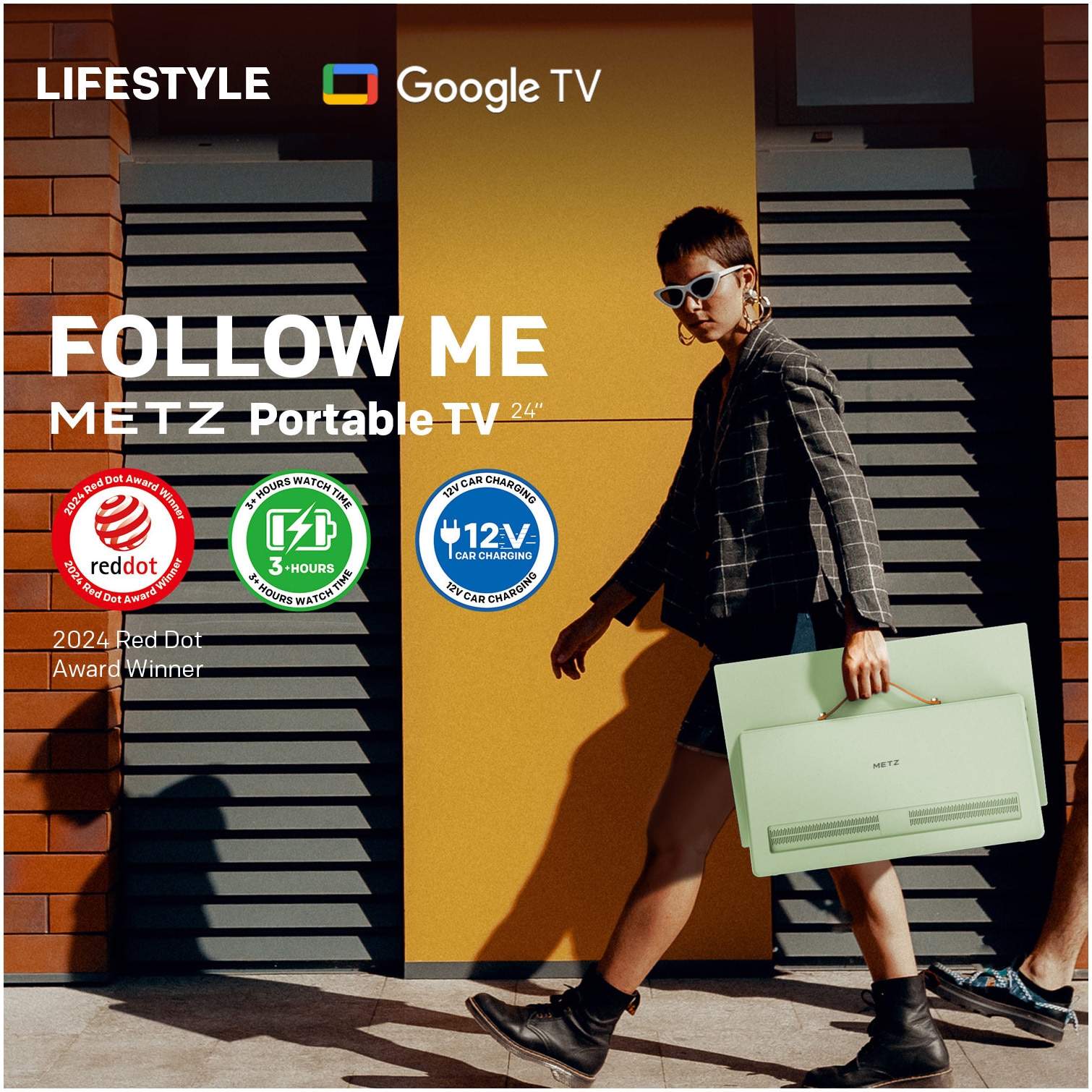 Televizor portabil METZ LED 24MPE7300Z, 60 cm, Smart Google TV