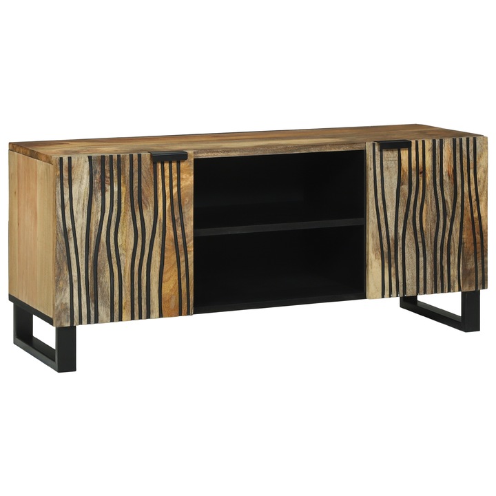 Mobilier TV 105x33,5x46 cm din lemn masiv de mango si lemn stratificat