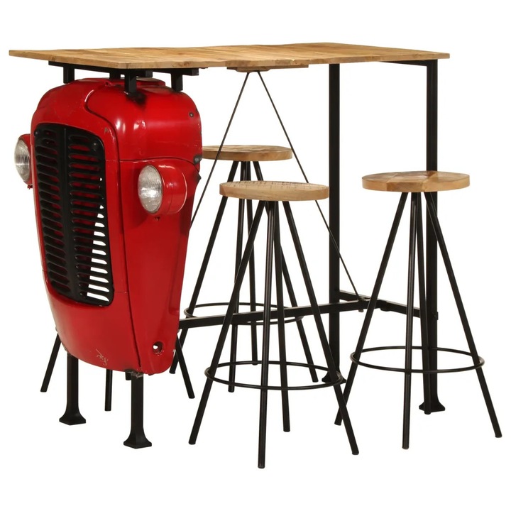 Set de mobilier de bar cu 5 piese, lemn masiv de mango