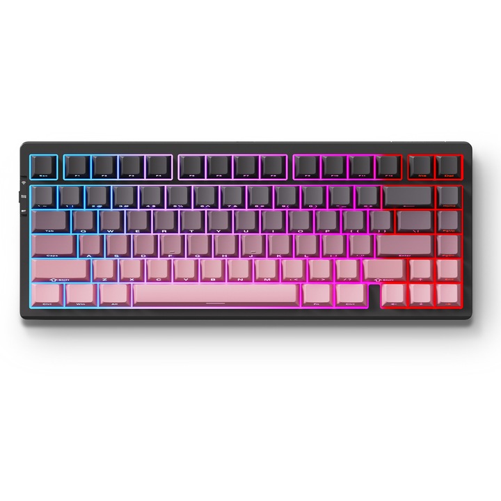 MCHOSE G75 PRO Tastatura Mecanica gaming – Switch Milk Yellow, 3 Moduri Wireless/Bluetooth/USB, Baterie 4000mAh, RGB