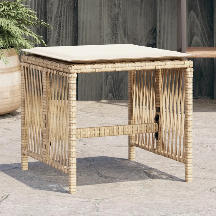 Set de 4 scaune de gradina cu perne, vidaXL, bej, 41x41x36cm
