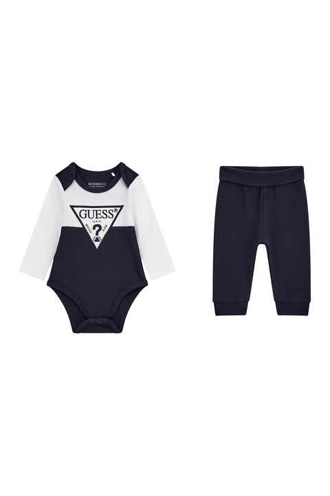 GUESS KIDS, Боди с дълги ръкави и панталон - 2 части, Ултрамарин синьо/Бял
