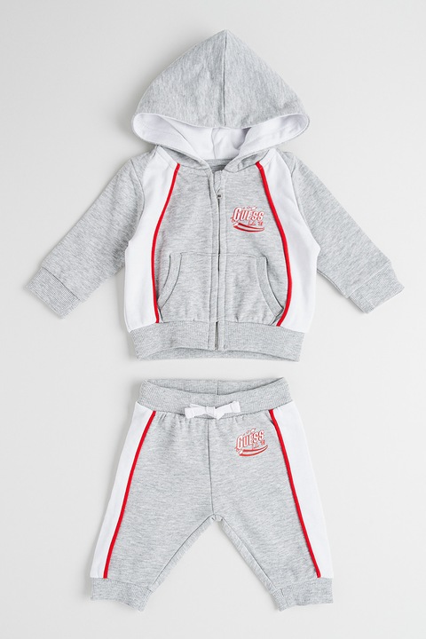 GUESS KIDS, Trening cu imprimeu logo, Rosu/Alb/Gri deschis melange, 68-76 CM