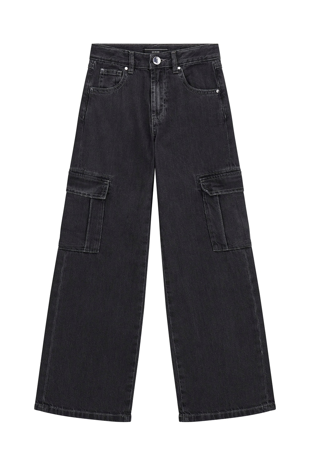 GUESS KIDS, Blugi cu croiala ampla si buzunare cu clapa, Gri antracit, 147-157 CM