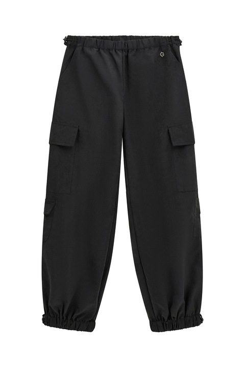 GUESS KIDS, Rugalmas derekú cargo nadrág, Koptatott fekete