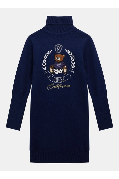 GUESS KIDS, Rochie tricotata cu guler inalt, Bleumarin