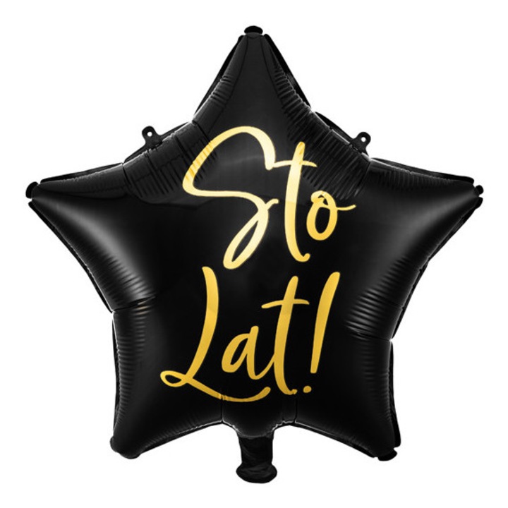 Комплект фолиеви балони Sto Lat!, PartyDeco, черни, 40 см