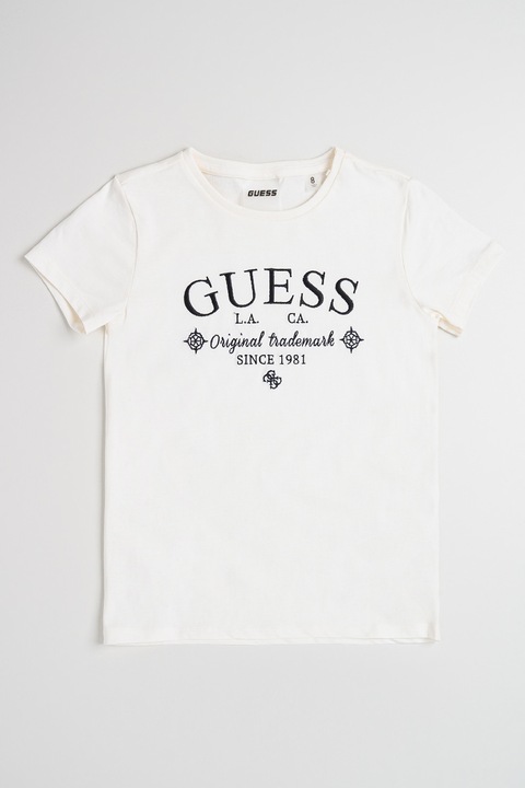 GUESS KIDS, Logós normál fazonú póló, Törtfehér