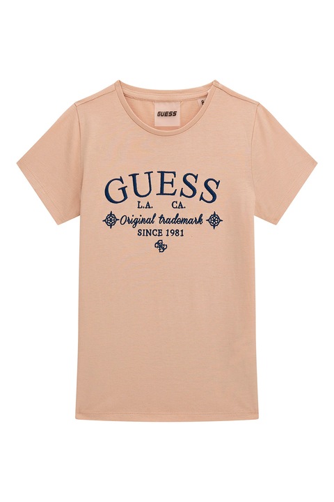 GUESS KIDS, Logós normál fazonú póló, Narancssárga/Tengerészkék